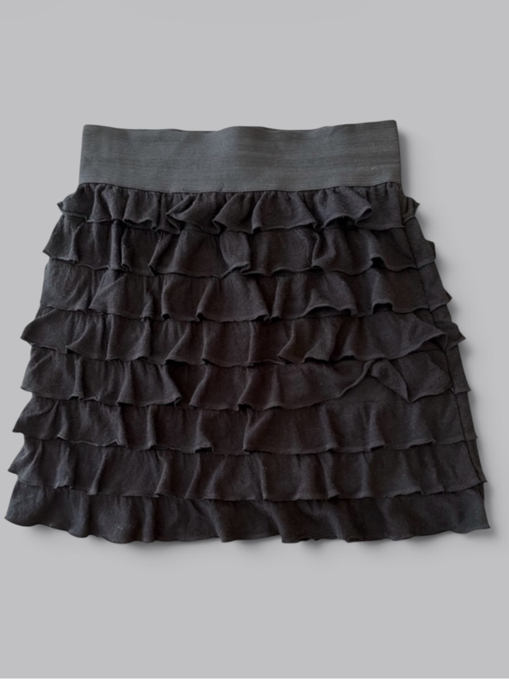 Ruffled Tiered Mini Skirt in Black